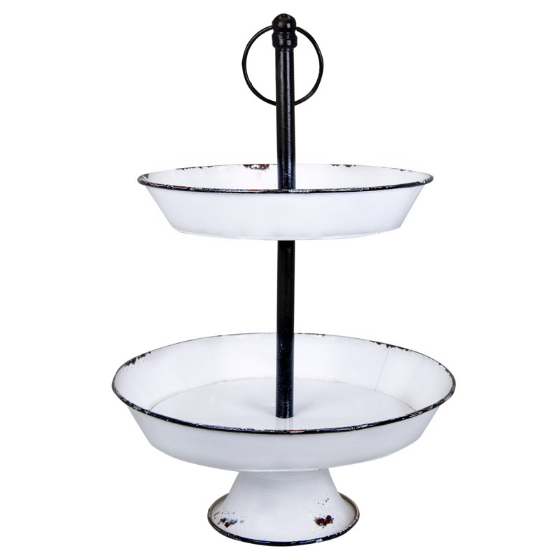 Gracie Oaks Fariha Decorative 2Tier Enameled Serving Tray & Reviews